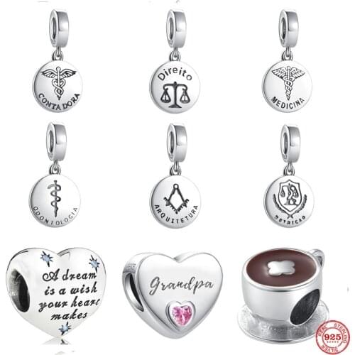 New Silver Coffee Cup Heart Magic Pendant Bead Fit S925 Pandora Original Bracelet Charms Beads For Women DIY Jewelry