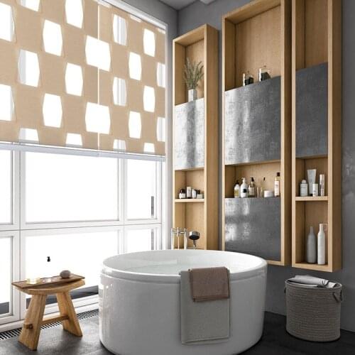 Luxurious Zebra Blinds Modern Plaid Roller Blinds Blackout Waterproof Shade Privacy Protection for Windows Bathroom