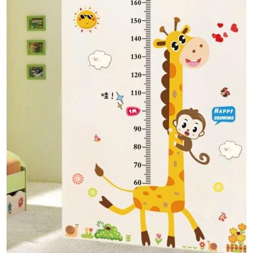 Removable Wall Stickers Childrens Room Living Room Cartoon Baby Height Ruler Wall Decoration Stickers Animal