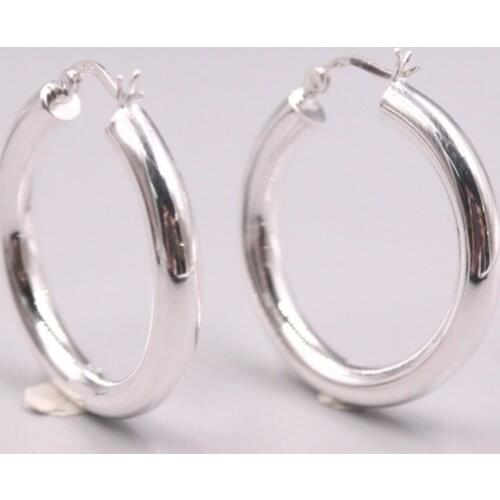 Real Silver 925 Earrings For Women 2020 Female Girl Hoop Korean Small Earrings Drop Best Gift 35mmDia