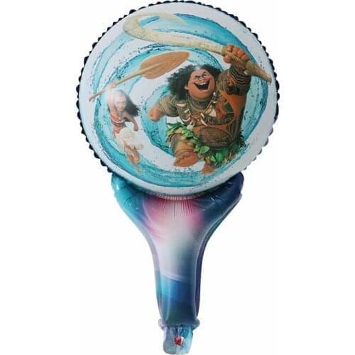 50pcs Moana Stick Balloons Cute Princess Aluminum Foil Balloons Girl Birthday Party Decorations Party Supplies Cartoon Kids Toys