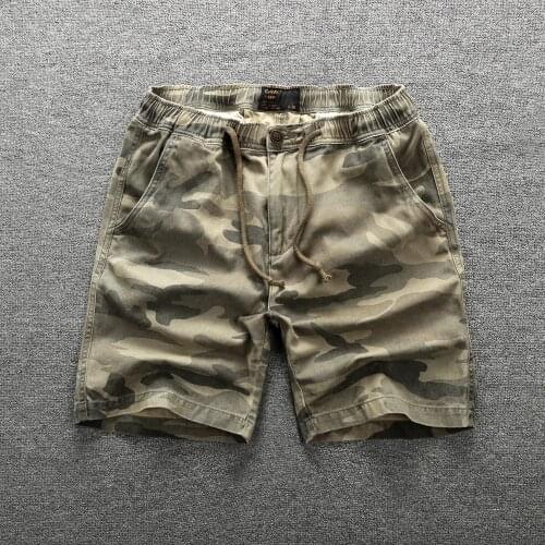 Summer New Fashion Straight Cargo Shorts Male Sport Casual Half Length Pure Cotton Military Style Camouflage Mens Work Clothing