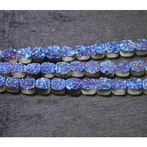 10mm and 12mm Blue Titanium Druzy Stone Coin Beads Pendants Drusy Necklace Quartz Flat Round Beads Jewelry Making