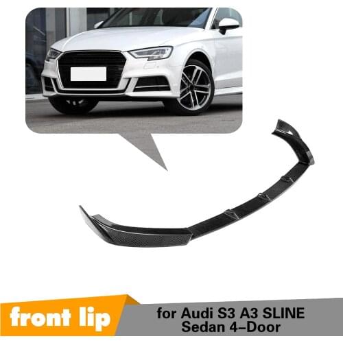 Carbon Fiber Front Bumper Lip Spoiler for Audi S3 A3 SLINE Base Prestige Progressiv Premium Plus Sedan 4-Door 2017 - 2019