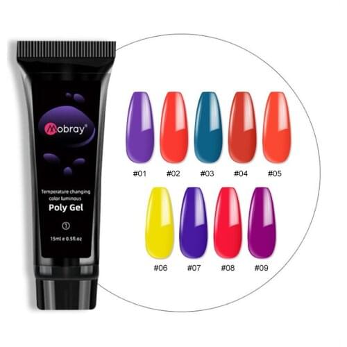 ST192-15ML Mobray Temperature Change Luminous Crystal Extender Extension Glue Manicure Supplies Gift