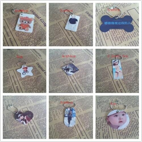Sublimation aluminum custom heart Rectangle keychains hot transfer printing material two sides can printed 50pieces/lot