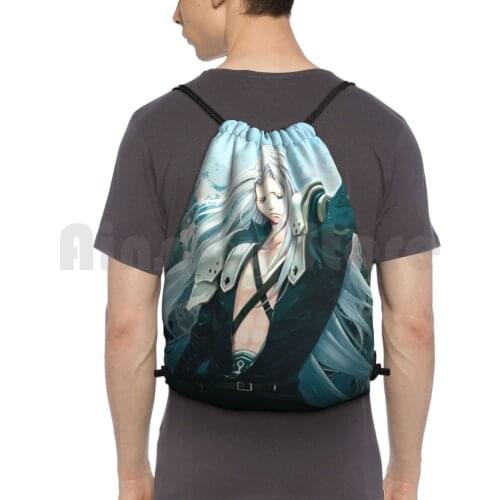 Sephiroth Backpack Drawstring Bags Gym Bag Waterproof Sefirot Sephiroth Power Evil Demon Sword Fantasy Game Final