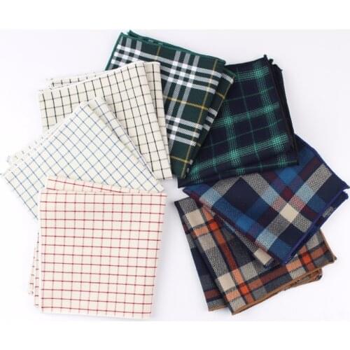 Dark Colorful Cotton Handkerchiefs Woven Printing Plaid Pocket Square Mens Casual Streak Square Pockets Handkerchief Towels