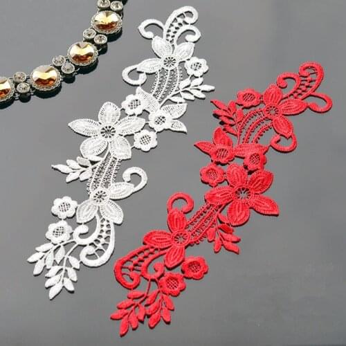 5Pairs 6Colors High Quality Embroidery Patch and Clothing Lace Fabric DIY Handmade Fashionable Patches 27X9cm