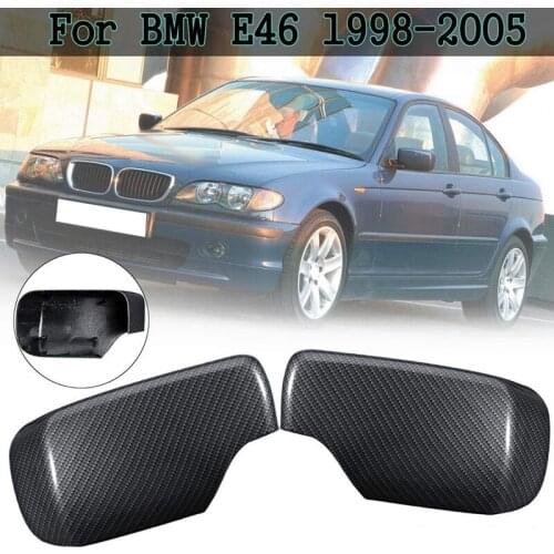 1 Pair Rearview Mirror Covers Carbon Fiber Pattern Caps Replacement For Bmw E46 1998-2005 51168238376 51168238375