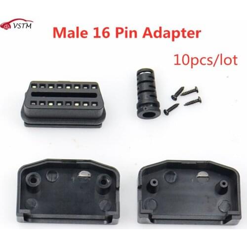 10pcs/lot High Quality Obd2 Connector Universal 16 Pin Male Car Diagnostic Scanner Tool Adapter Best Price Fast shipping