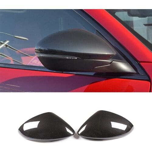 2 Colors ABS Glossy Black/Carbon Fiber Car Styling Rear View Mirror Cover Trim Car Accessories For Alfa Romeo Stelvio 2017-2020