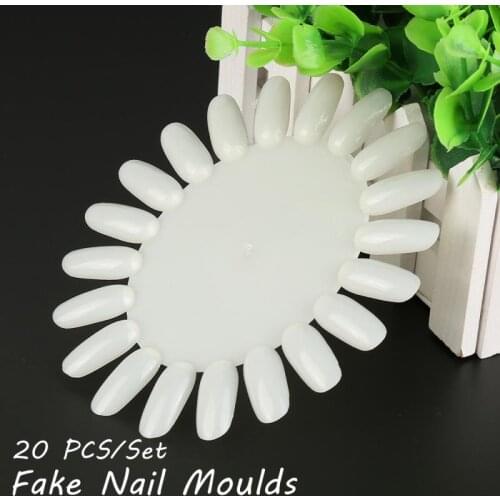 20 PCS/Set Fake Nail Moulds Round Wheel Gel Nail Polish Acrylic Practice Display Decoration Chart Palette Natural DIY Nail Art