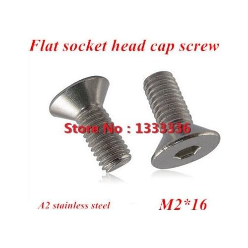200pcs M2*16 DIN7991 Stainless steel Flat (Countersunk) Head Drive Hexagon Socket Cap Screw Bolt