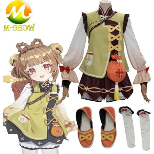 2021 Anime Genshin Impact Cosplay Yaoyao Cosplay Costume Game Suit Cute Lolita Dress Halloween Uniforms for Adult Women Any Size