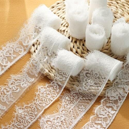 3M/Lot High Quality Handmade DIY White Eyelash Lace Trimming, Lace Fabric For Dress Sewing Applique Costume