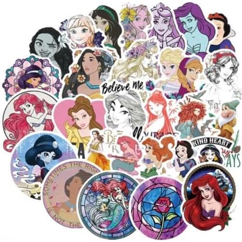 50/100pcs Disney Princess Sticker Frozen 2 Sticker Refrigerator Computer Washing machine Mobile phone Desk decoration sticker