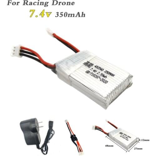 Lipo Battery 2s 7.4v 350mAh 25C XH2.54 Plug for 515W 515V MJX X401H X402 RC Drone Accessories RC Car Parts with Lipo Charger