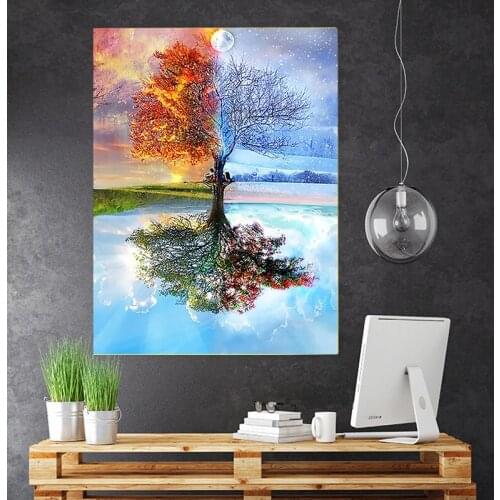 5D Diamond Mosaic Landscape Full Layout Farmhouse Decor 5D Diamond Painting Tree New Arrivals Full Drill Round/Square Set X0111
