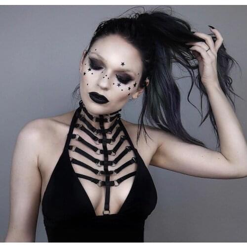 Party Queen Bandage Harness For Women Gothic Rave Wear Lingerie Sexy Charming Straps Garter Belt Cupless Bustier Top Punk