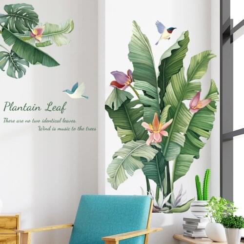 Large Banana Leaf Wall Stickers Living room Bedroom Home Decor Self-adhesive PVC Wall Decor Decals Art Murals Home Deccoration