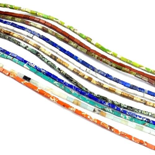 Natural Semi Precious Stone Beads Rectangle 82 Pieces / String For Making Necklaces Bracelets Earrings etc 2*2*4mm