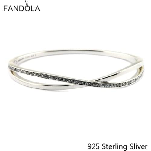 CKK 925 Sterling Silver Entwined Fashion Bangles For Women Original Jewelry Making Anniversary Gifts
