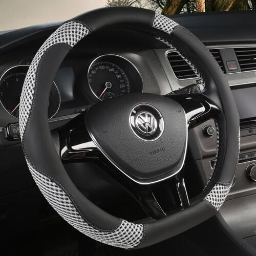 D Shape Car Steering Wheel Cover Leather for Golf K3 POLO JATTA Suzuki Swift Nissan Rogue 2017 2018 2019 2020