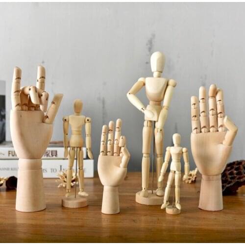 Wooden Figures Joint Hand Sketch Model Art Home Decoration Ornaments Room Desktop Home Decoration Accessories Party Decor Shelf