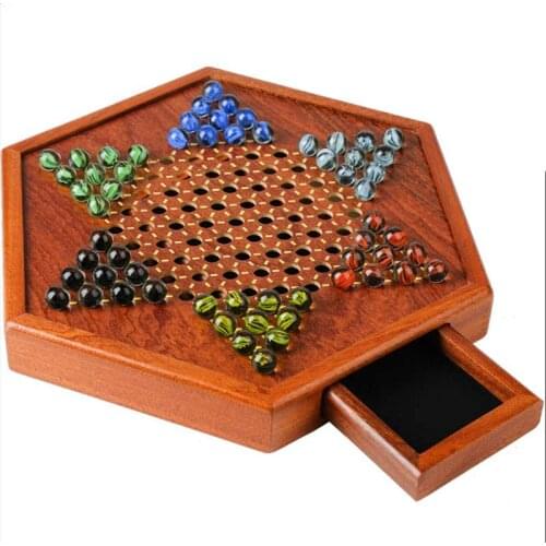 Wooden High-Grade Hexagonal Checkers Family Board Games For Adults Children Intelligence Kids Birthday Entertainment Gift