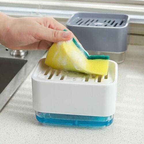 Soap Pump Dispenser with Sponge Holder Liquid Dispenser Container Hand Press Soap Organizer Kitchen Cleaner Tools Fixture