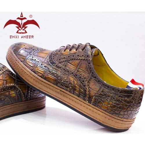 For The Men Knows Value Shoes! 100% Cro Leather Shoes Men Sneakers Handmade Shoes Casual Patina Brown/Orange Color Custom Logo