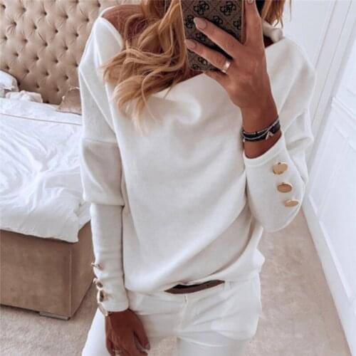 Women Slash Neck T Shirt Solid Color Sexy Ladies Spring Autumn Loose Casual Long Sleeve Tops New Tee Shirt Feminino Vestido