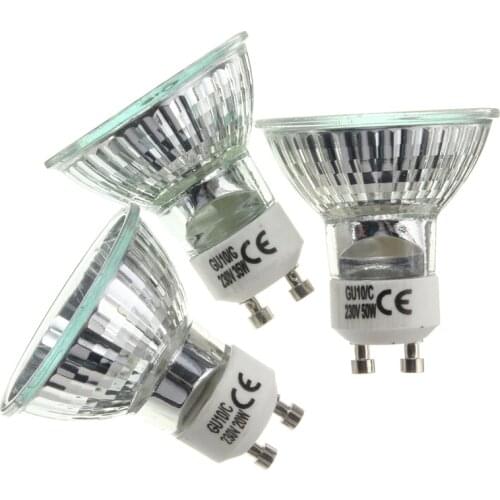 Halogen Bulb GU10 20W 35W 50W Lamp Bulb High Bright 2800K High Efficiency Clear Glass Lights Warm White Home Light Bulb Lighting