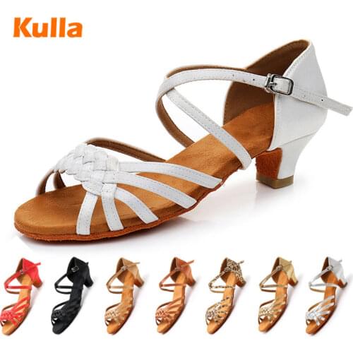 Hot Selling Children Ballroom Tango Salsa Latin Dance Shoes Ladies kids Low Heel Shoes 4.5cm Professional Dancing Shoes For Girl