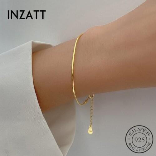 INZATT Real 925 Sterling Silver Chain Minimalist Bracelet For Fashion Women Party Cute Fine Jewelry 18k gold Accessories