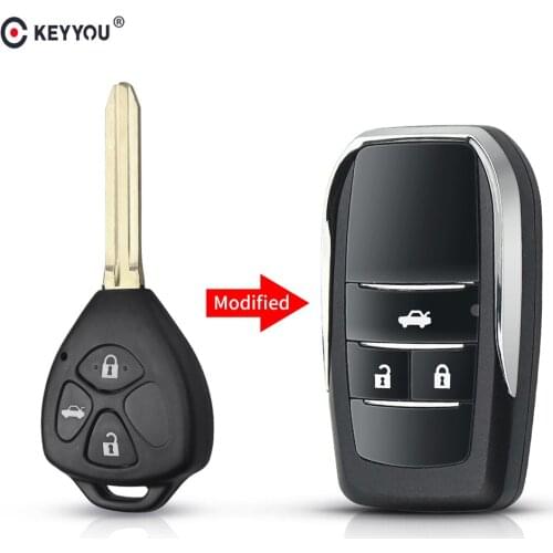 KEYYOU For Toyota Avlon Crown Corolla Camry RAV4 Reiz Yaris Prado Key Shell Toy43 Replacement 2/3/4 Button Folding Car Key Case