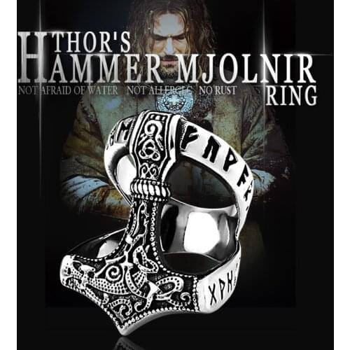 Beier Stainless Steel Norse Viking Nordic Myth thor hammer High Quality fashion wholesale ring fashion jewelry BR8-567
