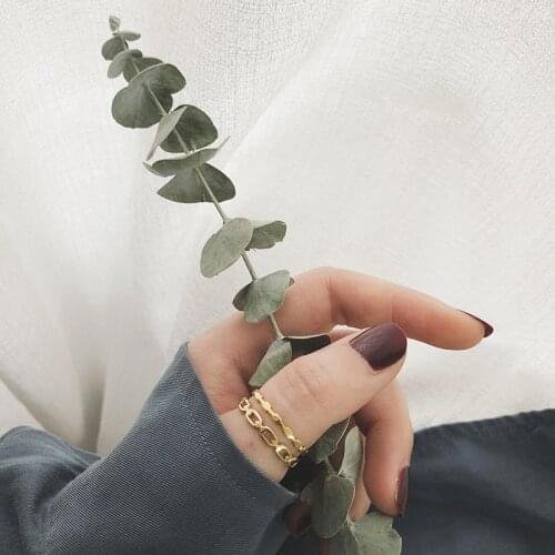 Gold Colour Hollowed-out Chain Shape Ring Vintage Design Fashion Love Jewelry For Women Young Girl Child Gifts Couple Jewelry