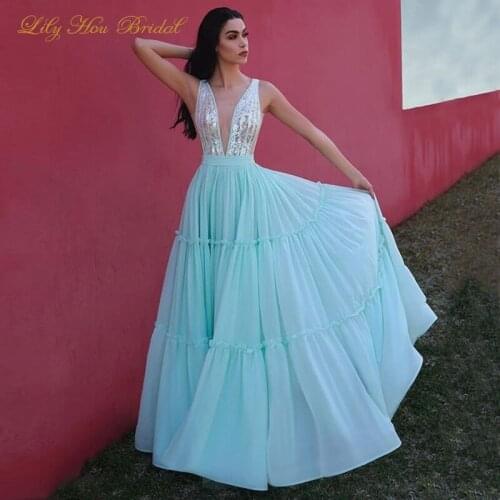 Lily Hou Bridal Womens Evening Chiffon Dresses
