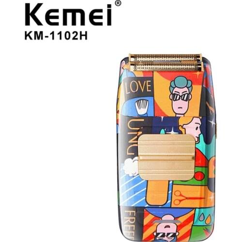 Kemei KM-1102H Fashion Mens Electric Shaver Usb Rechargeable Electric Shaver Mens Trend Personalized Graffiti Shaving Machine