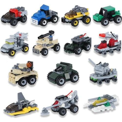 Single sale Mini City Police Military Fire Fighting Car Engineering Vehicle ARMY Diy Toys Building Blocks for Kids Gifts