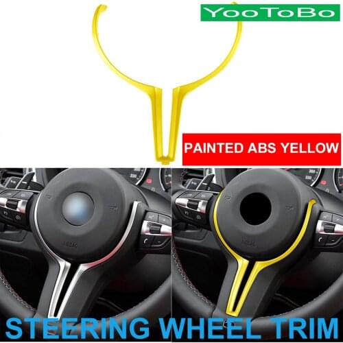 Painted Yellow ABS Car Steering Wheel Trim Cover Sticker Color-Coated For BMW M2 F87 M3 F80 M4 F83 F10 M5 F06 F12 F13 M6 2014-18