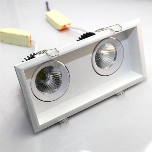 Dimmable 2x10W Double Heads LED Downlights 20W COB LED Spotlight AC85-265V White Aluminum 3 years Warranty 6pcs Free Shipping