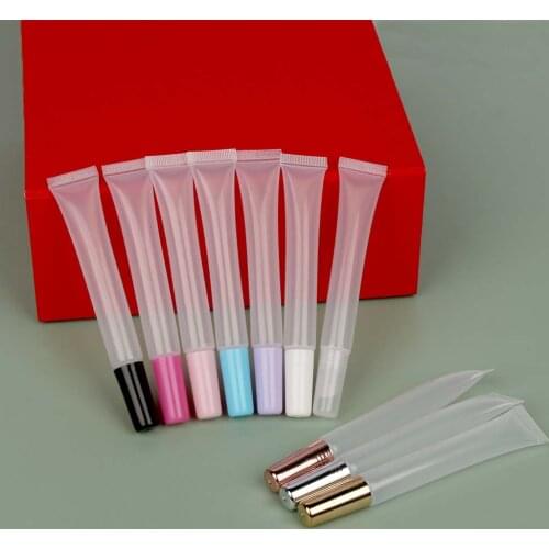 50／100Pcs 15Ml Transparent Slender Squeeze Tube Cosmetic Lipgloss Lip Glaze Packaging Container Custom Private Label