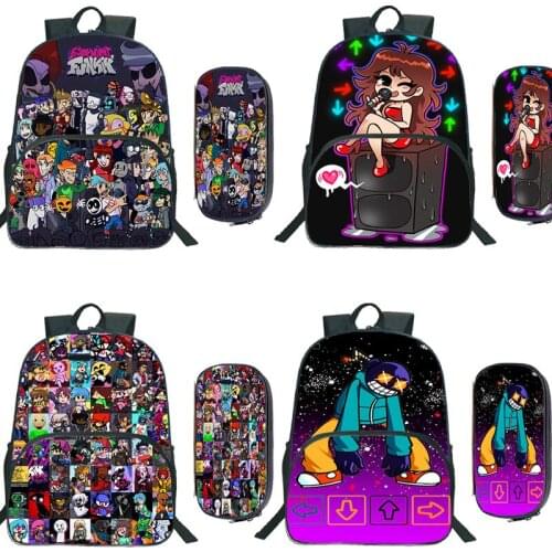 Friday Night Funkin Backpack 2 Pcs/Set School Rucksack Boys Girls Cartoon School Bag Child 3D Video Game Zipper Daypack Mochila
