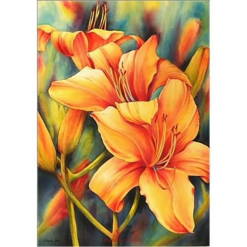 Counted Cross Stitch Kits Needlework Embroidery - 14 ct Aida DMC Color DIY Arts Handmade Home Decor - Day Lilies