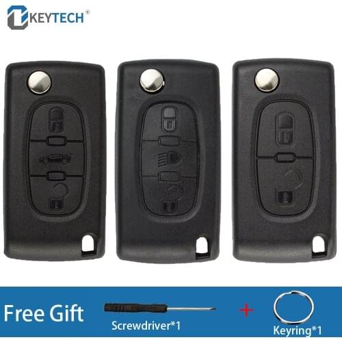 OkeyTech Car Key Shell For Peugeot 206 407 307 607 2/3 Buttons Flip Folding Key Case Fob For Citroen C2 C3 C4 C5 C6 CE0536/0523