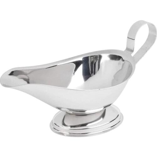 HOT-Stainless Steel Gravy Boat, Saucier with Ergonomic Handle and Big Dripless Lip Spout, Commercial Quality Sauce Boat
