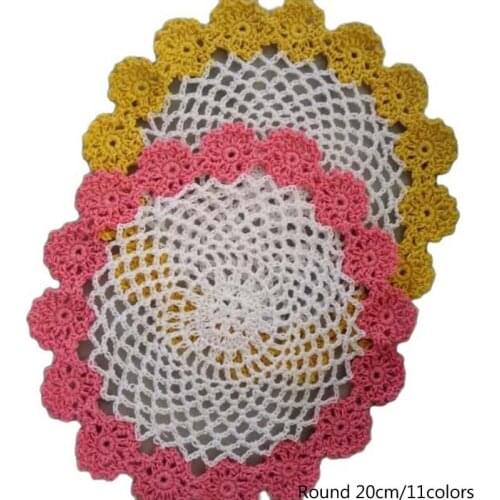 Modern round cotton placemat cup coaster mug kitchen Christmas table place mat cloth lace Crochet tea coffee pan doily dish pad